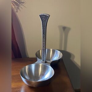 Cordova 1969 Double Condiment/Nut  serving dish stainless steel floral handle